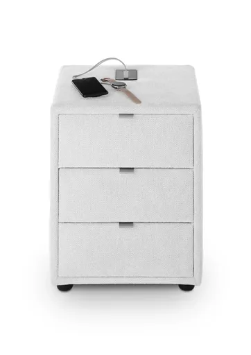 Nachttisch- Inkl. Ladeport, Stoff, Beige
