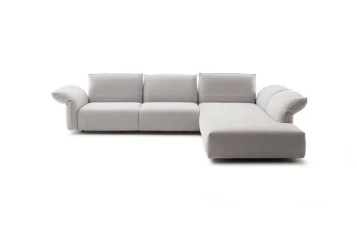 Ecksofa Motone - 2,5-Sitzer mit Ecke rechts, Stoff, Hellgrau