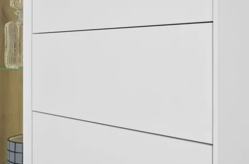 Highboard - B ca. 101 cm, Weiß, Asteiche, Schwarz