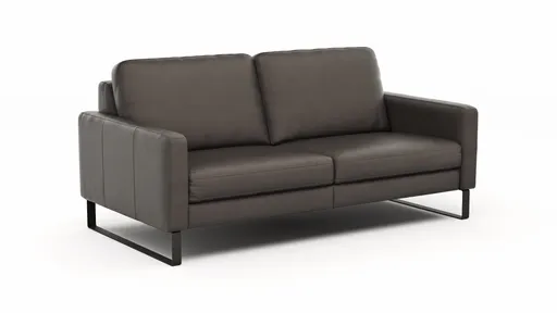 Sofa Enna - 3-Sitzer, Armlehne A, Leder, Schwarz, Kufe, Schwarz