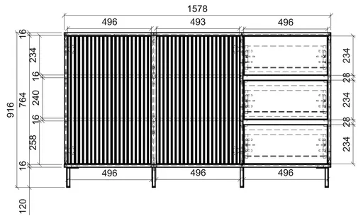 Sideboard - B ca. 158 cm, Anthrazit