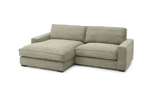 Ecksofa - Ecke links mit 2-Sitzer, Cord, Steingrau