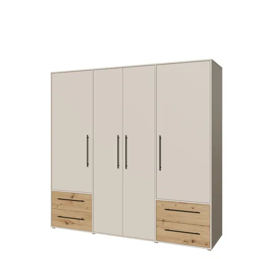 Drehtürenschrank FATHIE- B ca. 206 cm, Sand, Eiche Dekor