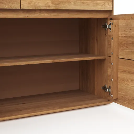 Highboard Hillsboro - inkl. Beleuchtung, Wildeiche natur, geölt