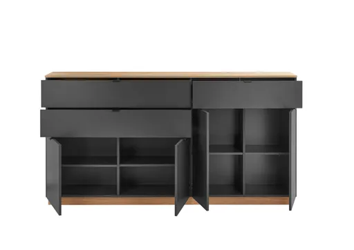 Sideboard- Anthrazit, Eiche Dekor