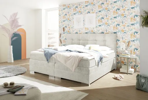 Boxspringbett SANDRIN I- Liegefläche ca. 200x200 cm, Stoff, Ceme