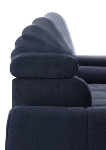 Ecksofa - 2-Sitzer mit Ecke rechts, Sitzvorzug motorisch, Kopfteil verstellbar, Stoff, Dunkelblau