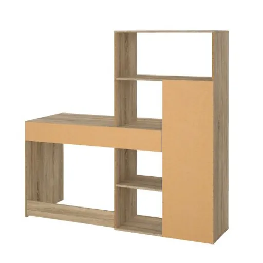Schreibtisch - LB ca. 163x60 cm, Eiche Struktur Nachbildung, Weiß