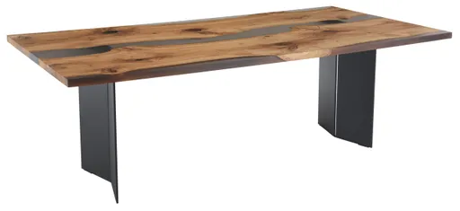 Esstisch Nera - LB ca. 220 x 110 cm, Asteiche massiv, Epoxy, Grau