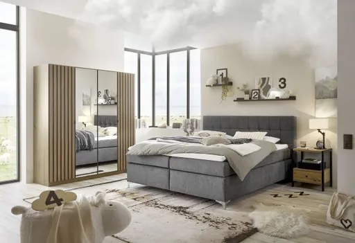 Boxspringbett HAIKOS- Liegefläche ca. 180x200 cm, Stoff, Anthrazit, TFK H2/TFK H2