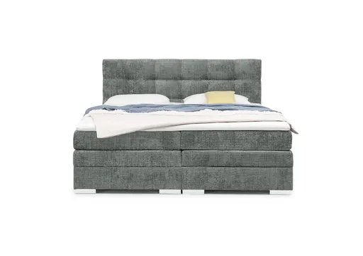 Boxspringbett SANDRIN I- Liegefläche ca. 200x200 cm, Stoff, Grau,  inkl. Stauraum