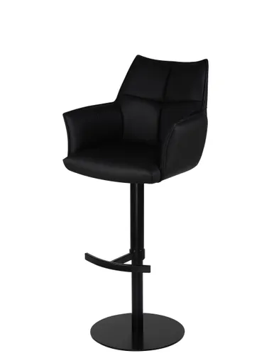 Barhocker MELE - drehbar, höhenverstellbar, Leder, Schwarz