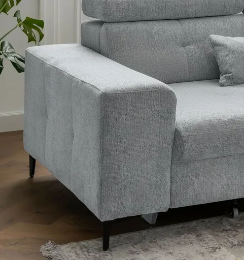 Ecksofa - Longchair links mit 2-Sitzer, Sitzvorzug motorisch, Stoff, Mint