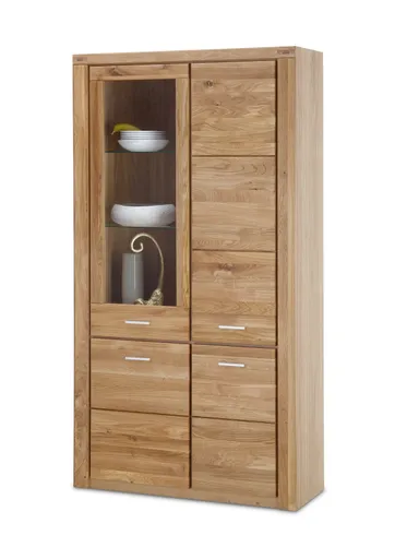 Vitrine - mit Beleuchtung, Wildeiche teilmassiv, geölt