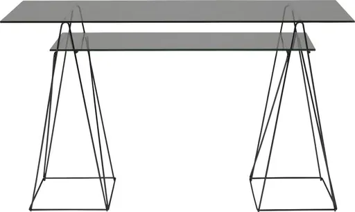 Schreibtisch - BHT ca. 130x72x65 cm, Metall, Schwarz, Glas