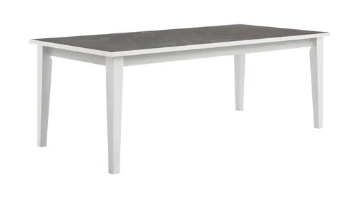 Esstisch Stafford - LB ca. 210x100 cm, Lack Kreide, HPL schwarzgrau marmoriert