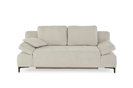 Sofa JEREMO - 2-Sitzer inkl. Schlaffunktion und Armlehnen verstellbar, Stoff, Beige