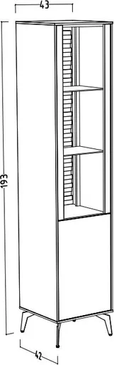Vitrine - B ca. 42 cm, Weiß, Asteiche, Schwarz