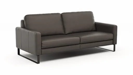 Sofa Enna - 3,5-Sitzer, Armlehne A, Leder, Schwarz, Kufe, Schwarz
