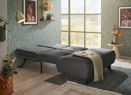  Faltsofa EBBY - 2-Sitzer ohne Armlehne, 140 cm inkl. Schlaffunktion, Stoff, Dunkelgrau