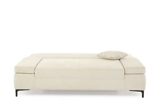 Sofa JEREMO - 2-Sitzer inkl. Schlaffunktion und Armlehnen verstellbar, Stoff, Creme