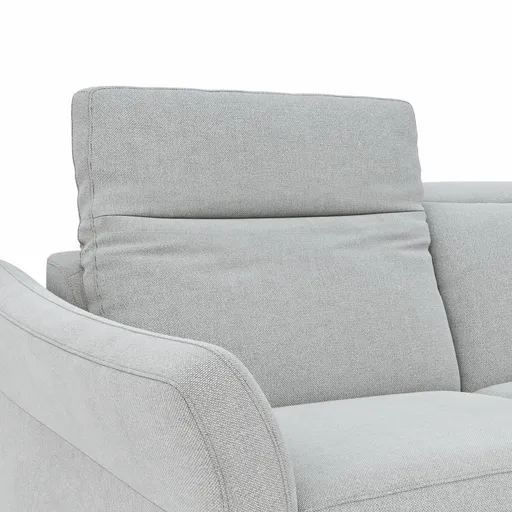 Ecksofa Rafaela - 3-Sitzer, Longchair rechts, Kopfteil verstellbar (manuell), Webstoff, Ecru