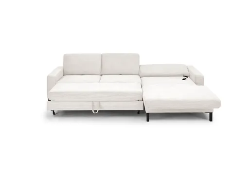 Ecksofa CALM MOVE 2.0 - 2,5-Sitzer mit Longchair rechts, Schlaffunktion, Feincord, Weiß