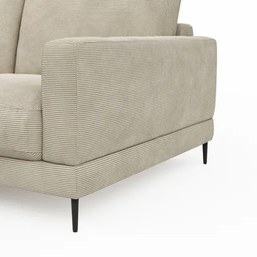 Ecksofa Janne - Ecke links, 2-Sitzer, Feincord, Sand