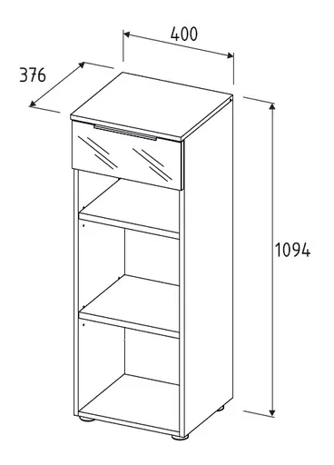Büroregal - B ca. 40 cm, Riva Eiche Nachbildung, Kaschmir
