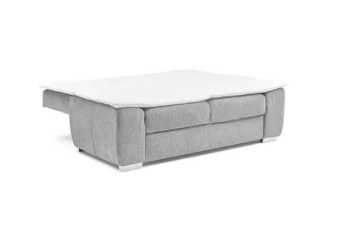 Schlafsofa EMIEL - 2-Sitzer inkl. Schlaffunktion und Bettkasten, Stoff, Hellgrau