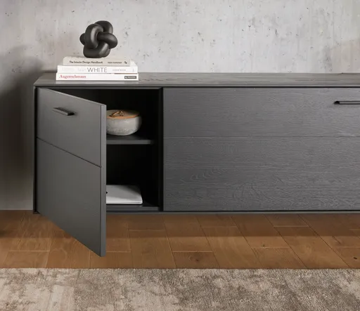 Lowboard Estana - Eiche massiv, Anthrazit 