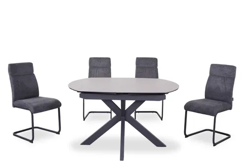 Esstisch MEGGIE - ausziehbar, LB ca. 130x100 cm, Glaskeramik, Grau