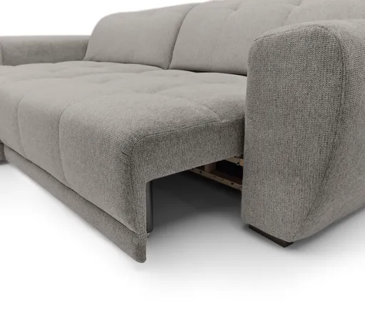 Ecksofa - Longchair links mit 2-Sitzer, Kopfteil verstellbar, Sitztiefe verstellbar motorisch, Stoff, Taupe