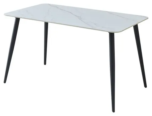 Esstisch - LB ca. 140x80 cm, Weiß marmoriert, Schwarz