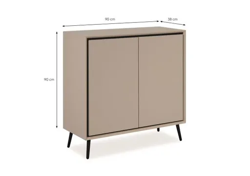 Kommode - B ca. 90 cm, Sand, Schwarz
