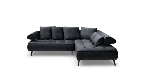 Ecksofa - 2-Sitzer, Ecke rechts inkl. Schlaffunktion, Relaxfunktion, Stoff, Schwarz