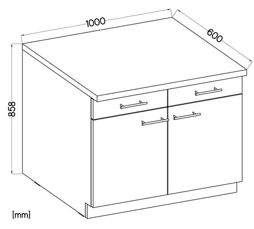 Unterschrank- B ca. 100 cm, Eiche Dekor, Kaschmir, Matt