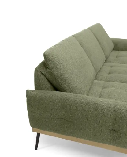 Ecksofa EDDIE - 2-Sitzer, Ecke rechts inkl. Rückenverstellungen, Stoff, Graugrün