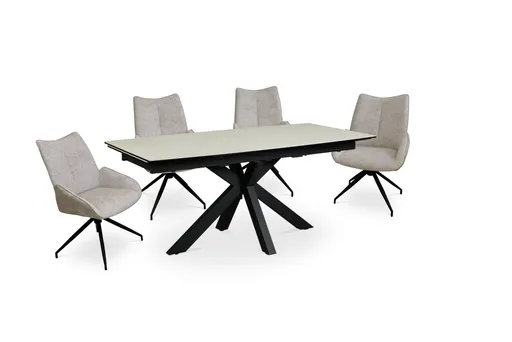 Esstisch MELANIA - ausziehbar, LB ca. 180x95 cm, Glaskeramik, Travertin farbig