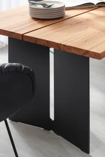 Esstisch Duna - ca. 300x100 cm, Wildeiche Massiv geölt, Stahlwange