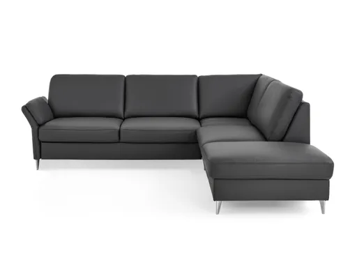 Ecksofa - 3-Sitzer mit Ecke rechts, Leder, Anthrazit