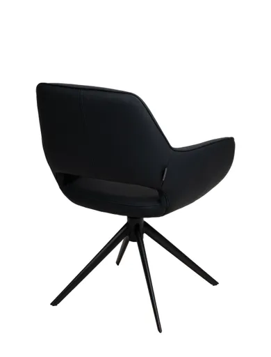 Armlehnstuhl MANOLJA - drehbar, Leder, Schwarz