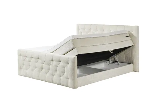 Boxspringbett- Liegefläche ca. 180x200 cm, Stoff, Creme
