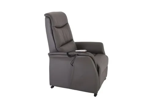 TV-Sessel MARIK - Relaxfunktion, Kopfteil verstellbar, Leder, Dunkelgrau