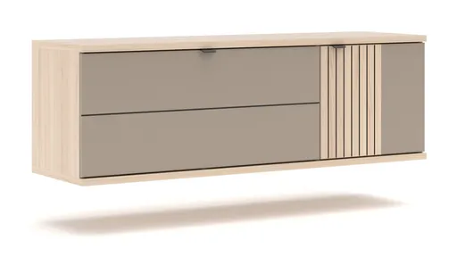 Hängeschuhschrank - B ca. 133 cm, Riva Eiche Nachbildung, Basalt