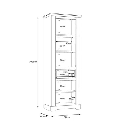 Vitrine FALLA - mit Beleuchtung, Weiß, Eiche Dekor