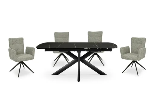 Esstisch MAXIE - ausziehbar, LB ca. 190x98 cm, Glaskeramik, Anthrazit Struktur