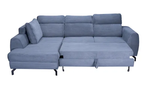 Ecksofa - Ecke links, 2-Sitzer inkl. Schlaffunktion mit Bettkasten, Stoff, Grau