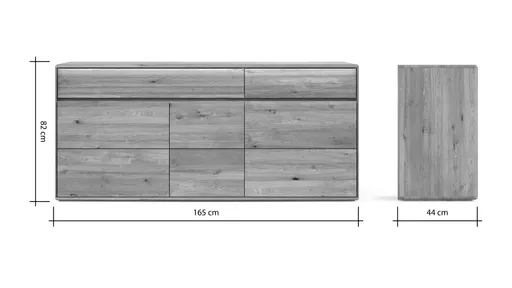 Sideboard Hillsboro - inkl. Beleuchtung, Wildeiche natur, geölt