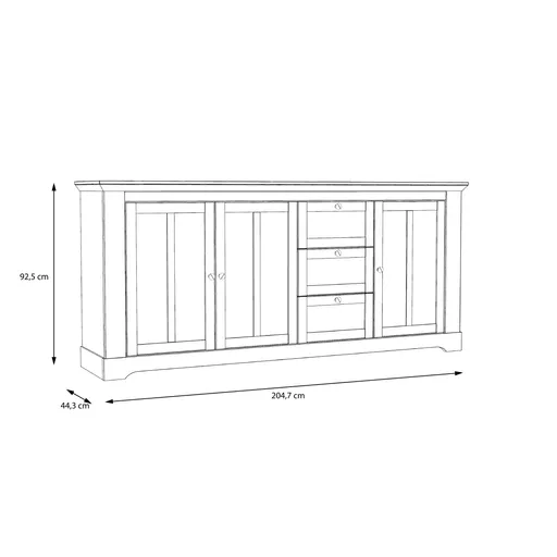 Sideboard FALLA - Weiß, Eiche Dekor